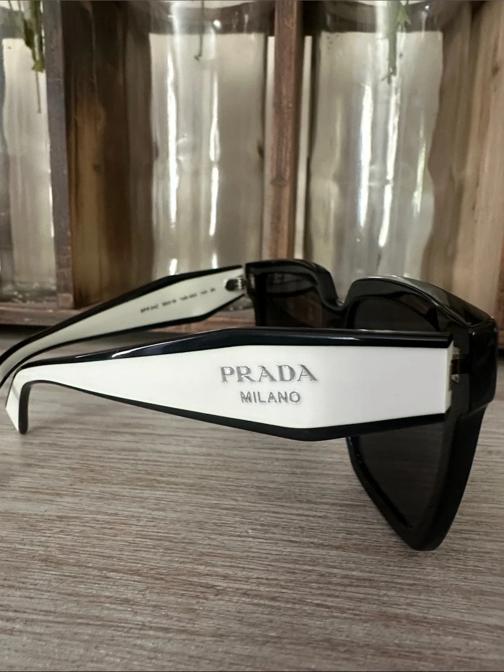 Prada Black and White Oversized Square Sunglasses